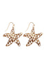 PE3092 - METAL FILIGREE STAR FISH HOOK EARRINGS