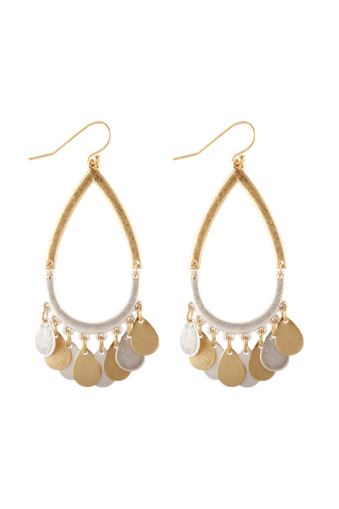 PE3575 - METAL OPEN CUT TEARDROP EARRINGS