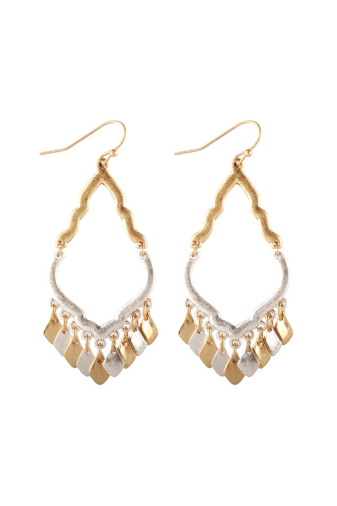PE3576 - METAL OPEN CUT MORRACAN TEARDROP EARRINGS