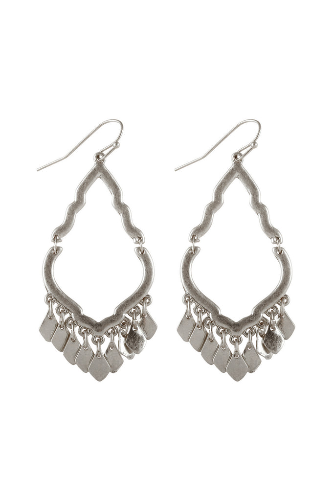 PE3576 - METAL OPEN CUT MORRACAN TEARDROP EARRINGS