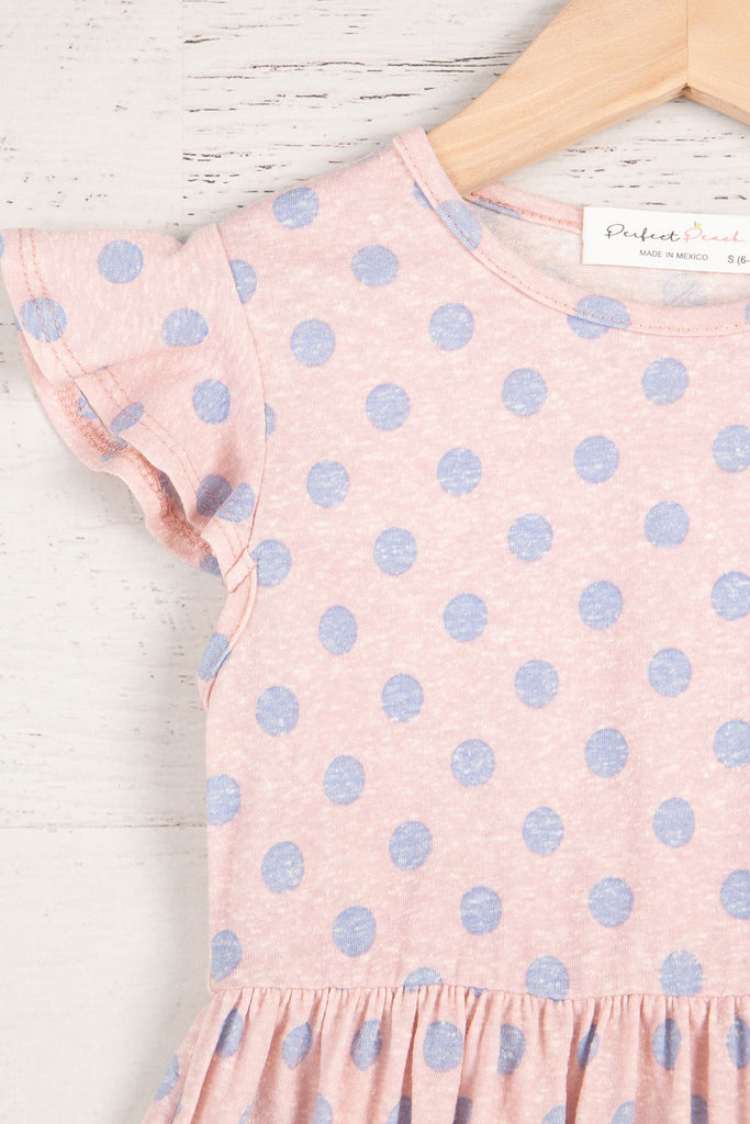 Kids Ruffle Cap Sleeve Polka Dot Dress