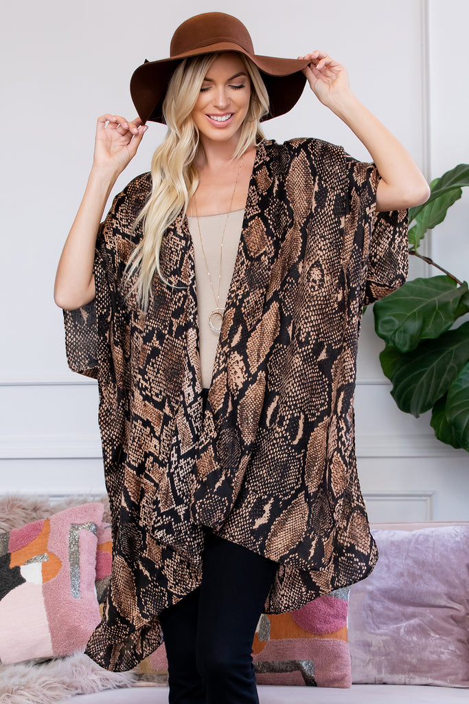PN222X075 - SNAKE SKIN KNEE LENGTH KIMONO