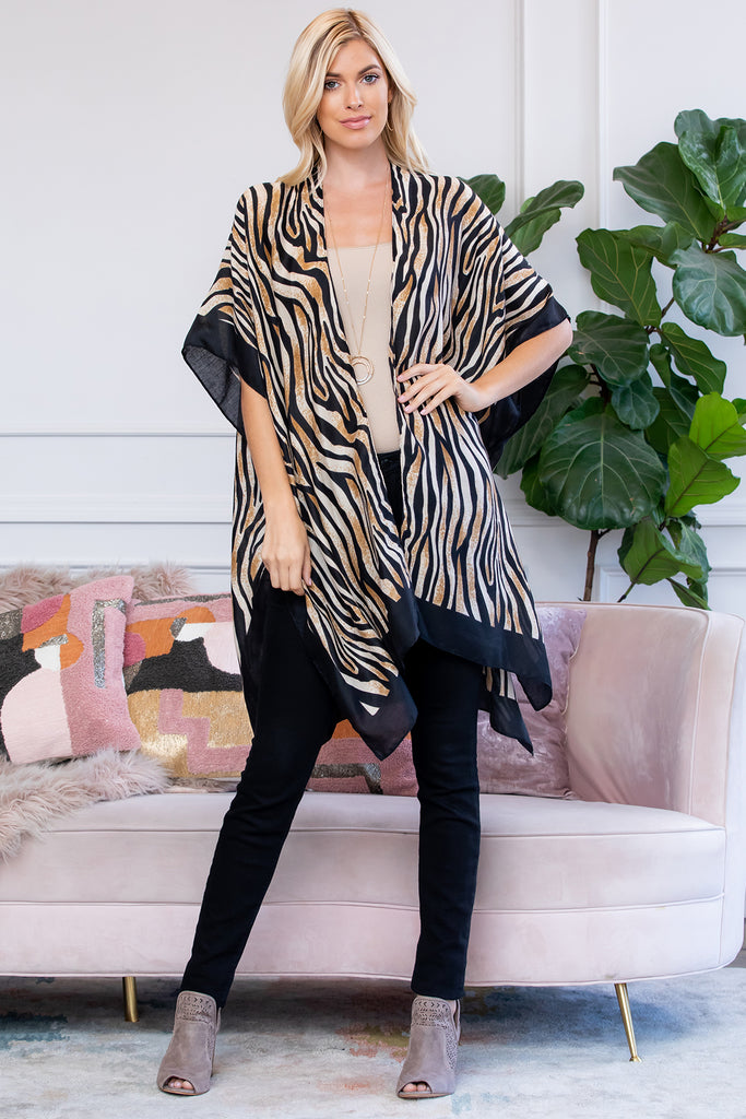 PN222X081 - TIGER PRINT KNEE LENGTH KIMONO