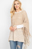 KNITTED TWO TONE STRIPED FRINGE PONCH