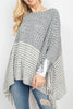 KNITTED TWO TONE STRIPED FRINGE PONCH