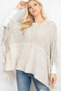KNITTED TWO TONE STRIPED FRINGE PONCH