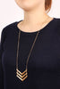THREE LINE CHAINED CHEVRON NECKLACE - Riah Fashion