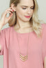 THREE LINE CHAINED CHEVRON NECKLACE - Riah Fashion