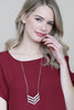 THREE LINE CHAINED CHEVRON NECKLACE - Riah Fashion