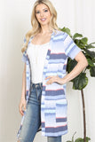 Tie Dye Short Sleeve Open Front Cardigan With Pockets