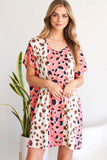 Leopard Short Sleeve Contrast Dress