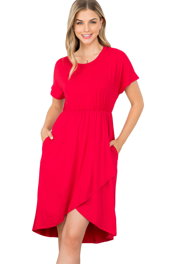 Solid High-Low Empire Dress