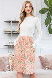 Long Sleeve Floral Skirt Dress With Pocket