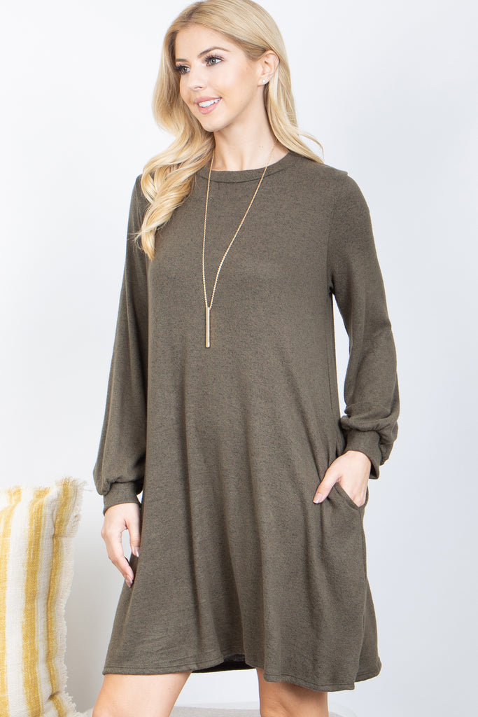 Hacci Long Puff Sleeve Dress