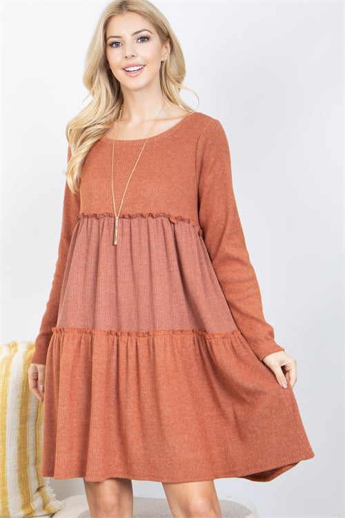 Long Sleeve Bella Rib Brush Dress
