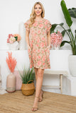 Floral Tulip Sleeve Ribbed Dress | S-XL