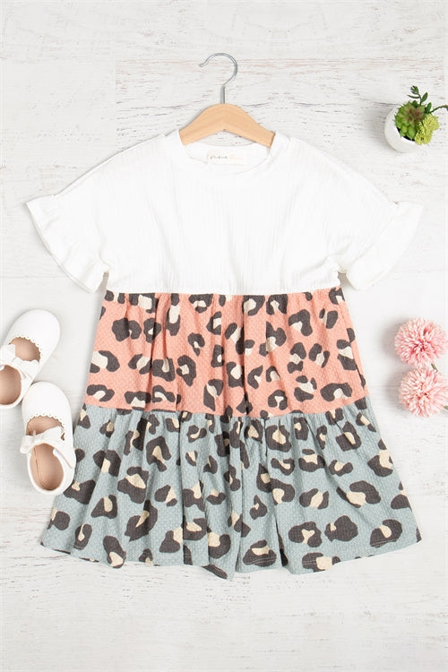 Kids Animal Print Color Block Dress
