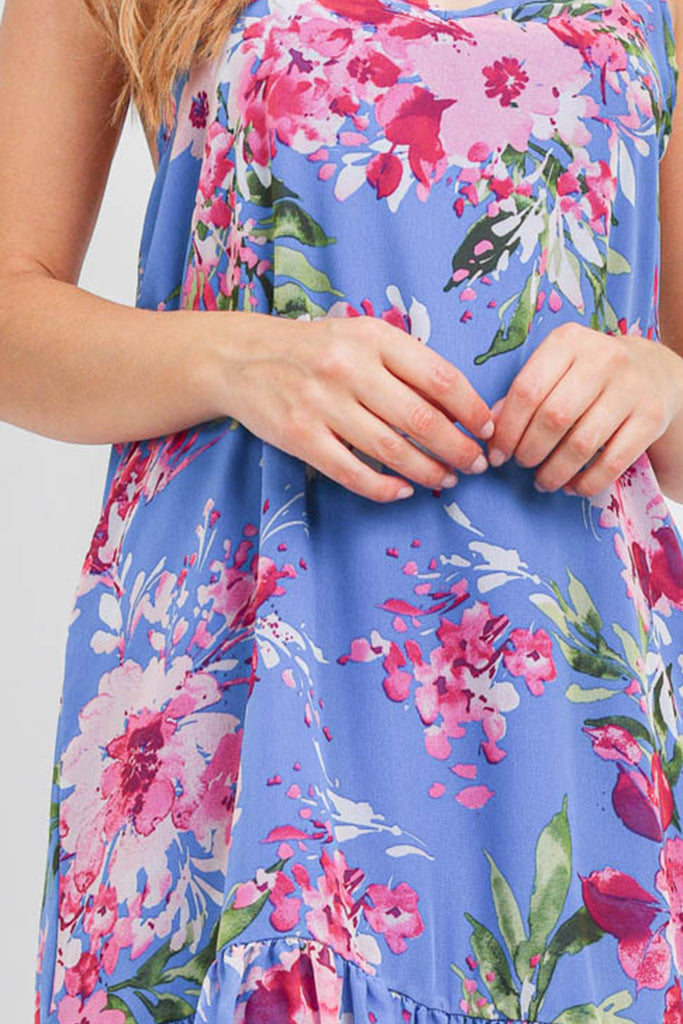 Floral Print Ruffle Hem Cami Dress with Inside Lining