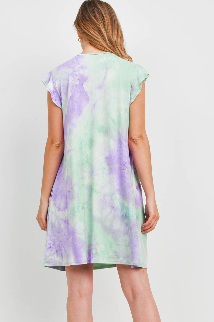 Tie Dye V-Neck Above Knee Dress