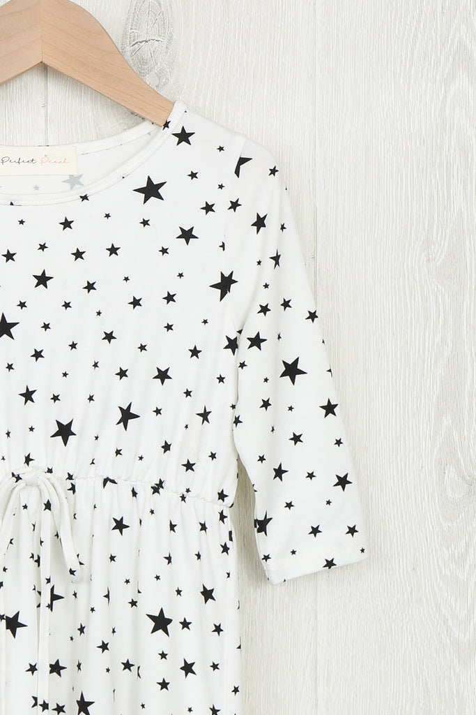 Toddler Girls Quarter Sleeve Star Print Dress