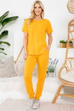 Short Sleeve Hacci Brush Top And Jogger Set