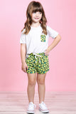 Toddler Girls Two Toned Top Leopard Pocket And Shorts Set With Self Tie