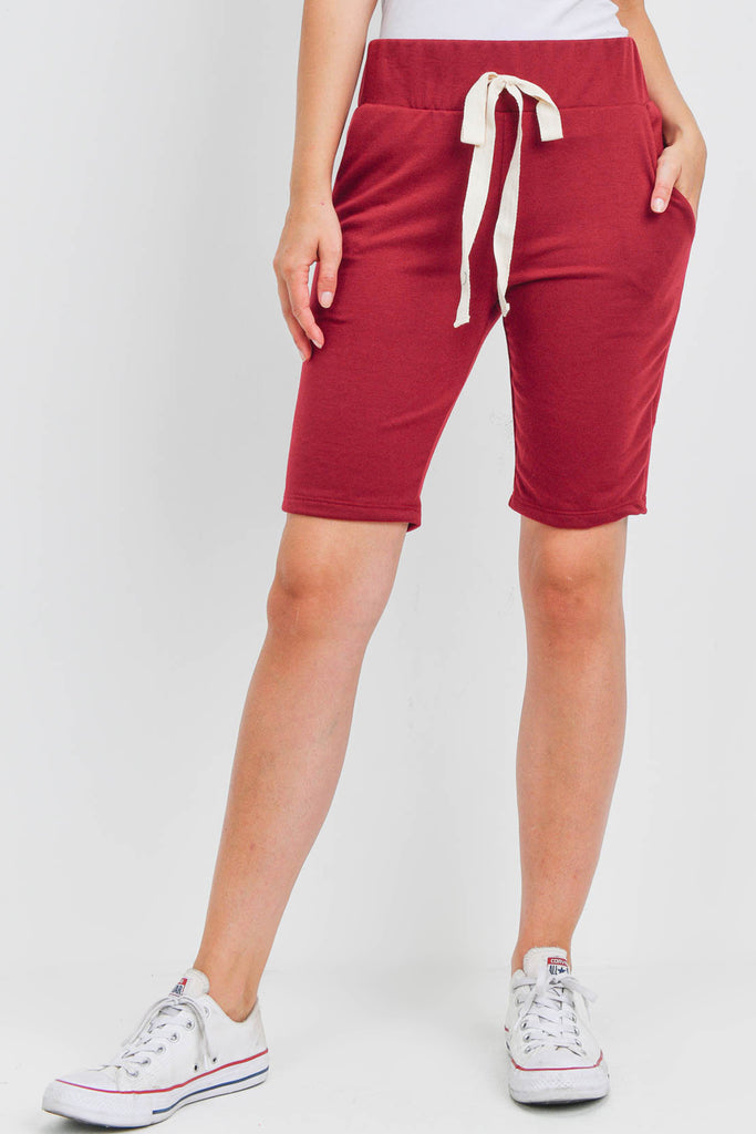 Solid Self Tie Shorts with Side Pockets