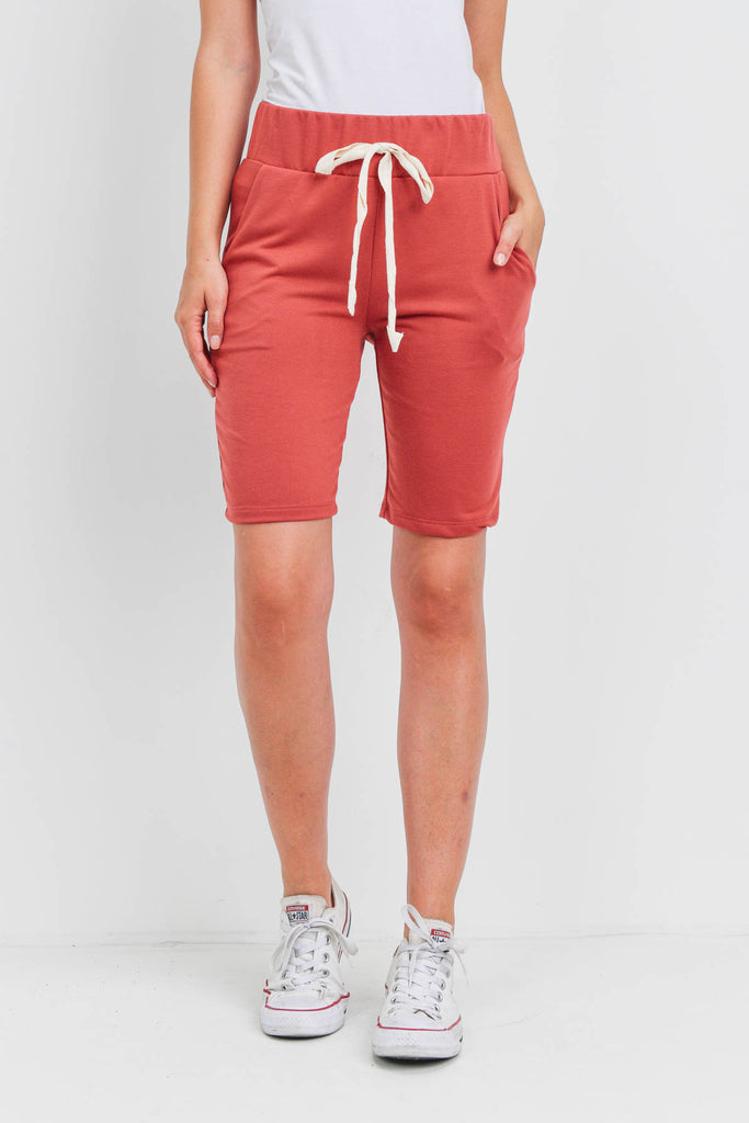 Solid Self Tie Shorts with Side Pockets