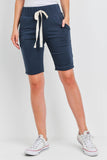 Solid Self Tie Shorts with Side Pockets