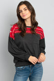 Puff Sleeved Knit Contrast Brushed Hacci Sweater