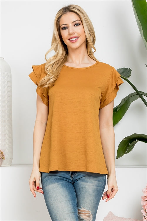 Layered Ruffle Sleeve Round Neck Top