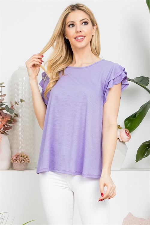 Layered Ruffle Sleeve Round Neck Top