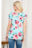 Floral Ruffle Sleeve Round Neck Top