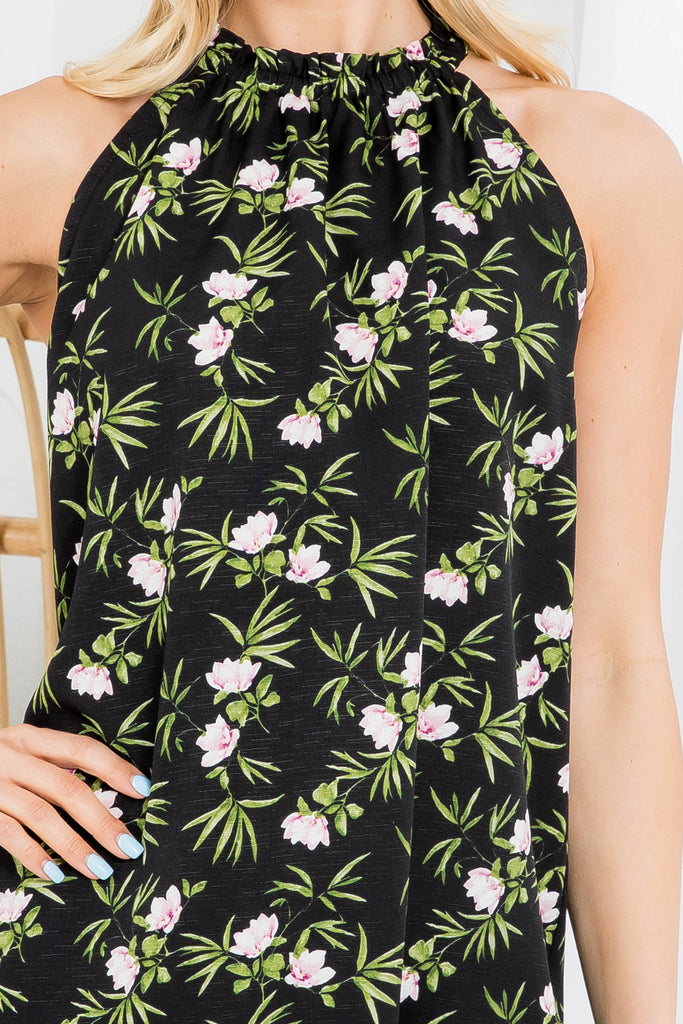 Frill Halter Neckline Floral Top