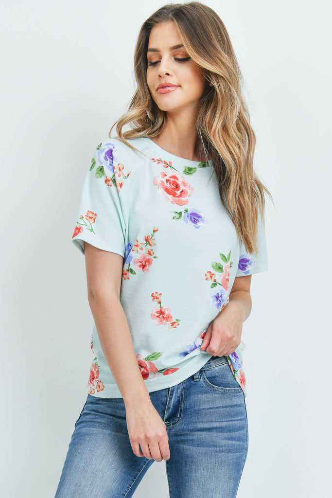 Short Sleeves Floral Hem Top | S-XL