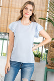 Layered Ruffle Sleeve Round Neck Woven Top 1