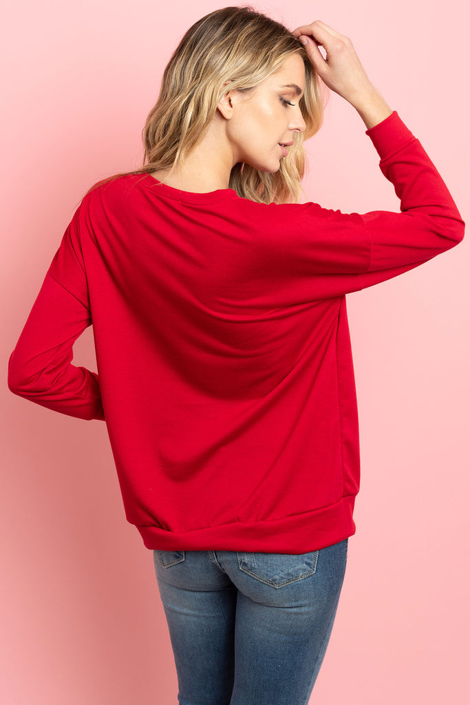 Long Sleeve French Terry Top With Kangaroo Pocket