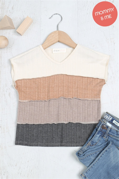 Kids Merrow Sleeve Outseam Overlock Color Block Top