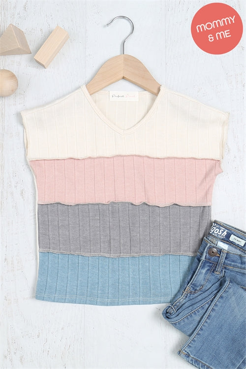 Kids Merrow Sleeve Outseam Overlock Color Block Top