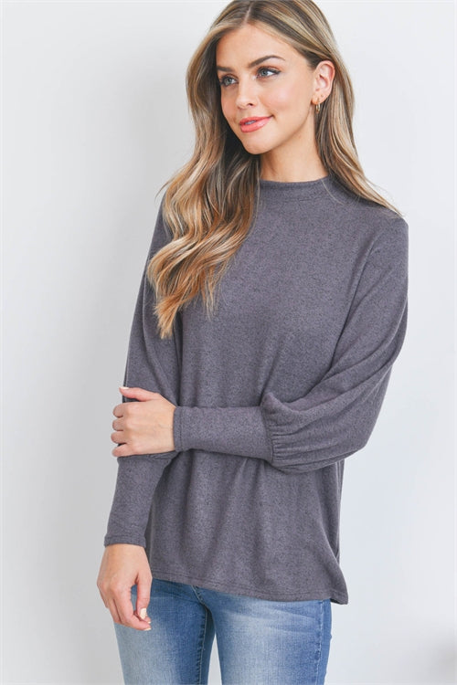 Puff Sleeve Mock Neck Top