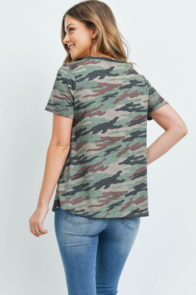 Short Sleeves Camouflage Pocket Top