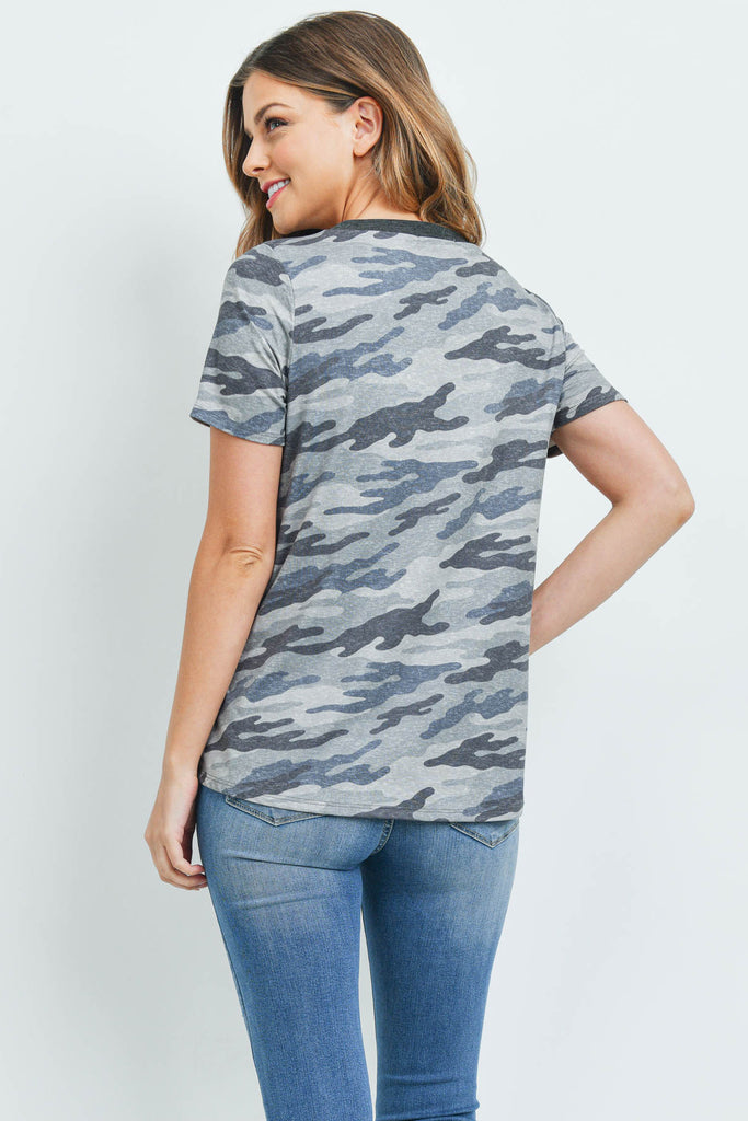 Short Sleeves Camouflage Pocket Top