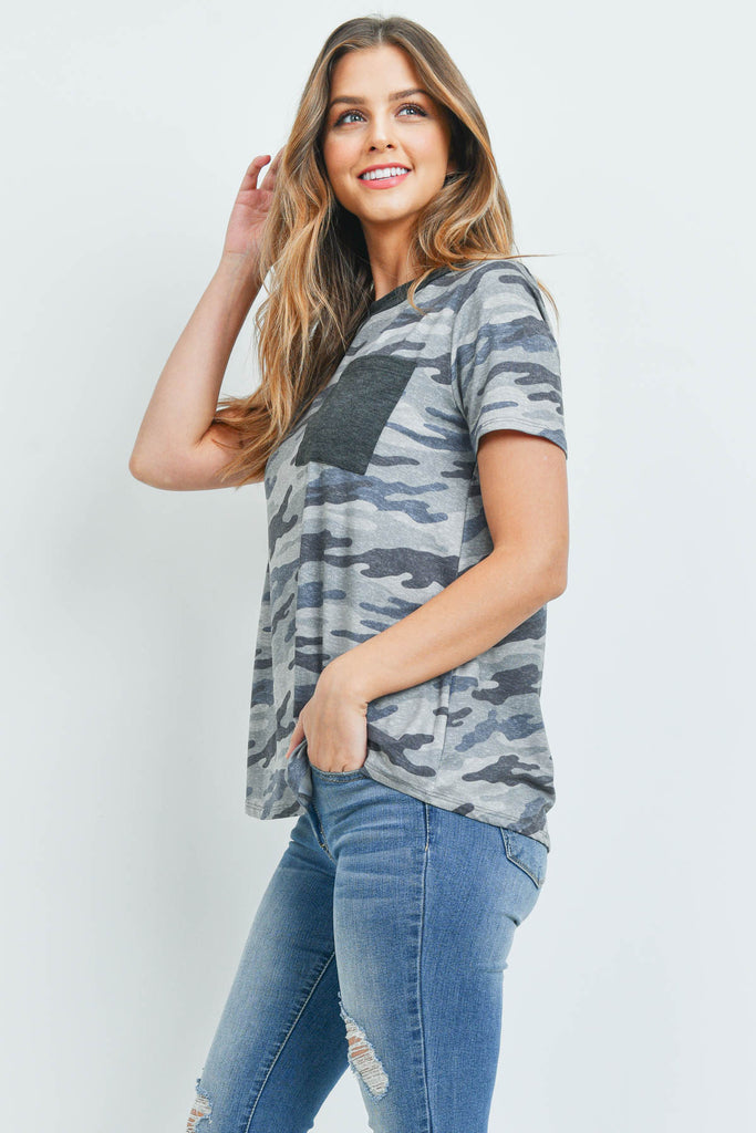 Short Sleeves Camouflage Pocket Top
