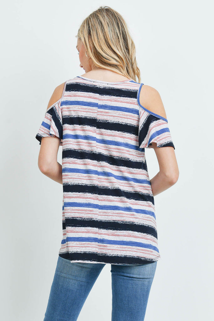 Shoulder Criss Cross Stripes Top