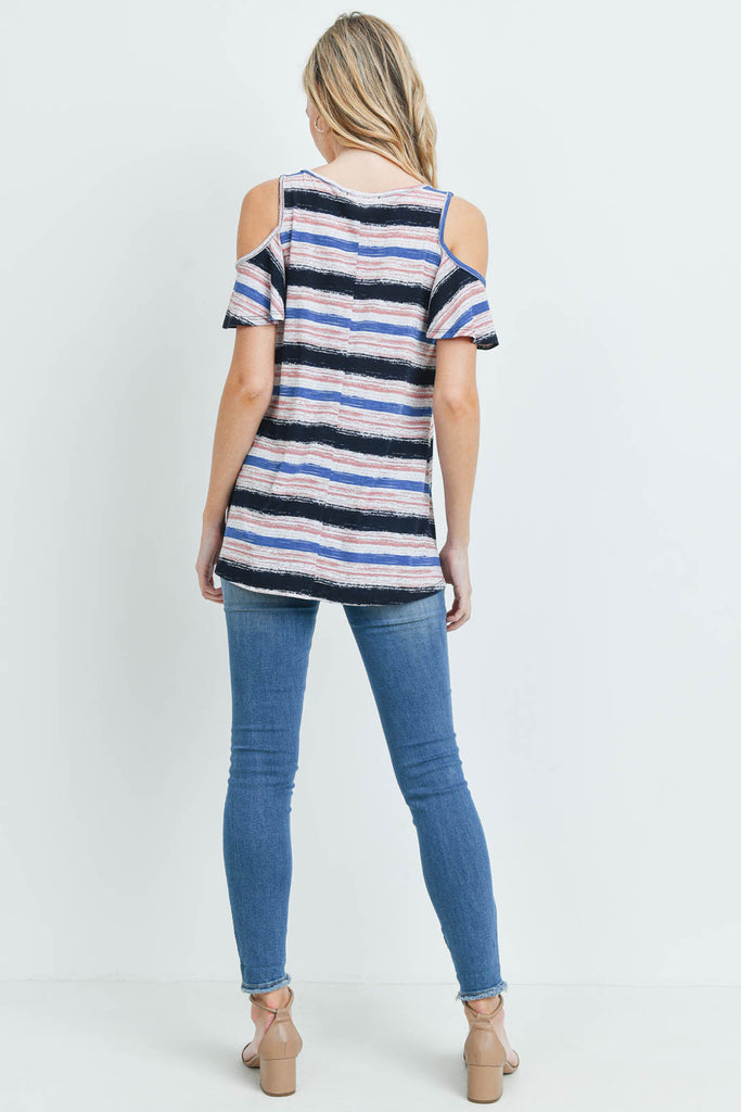 Shoulder Criss Cross Stripes Top