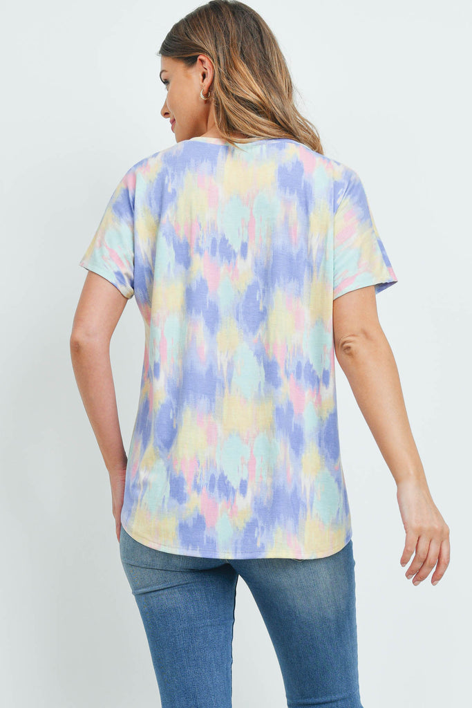 Tie Dye V-Neck Short Sleeve Top