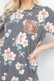 Lace Pocket Floral Print Top