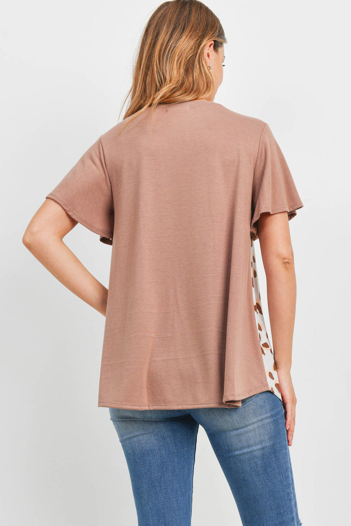 Vertical Color Block Leopard Top