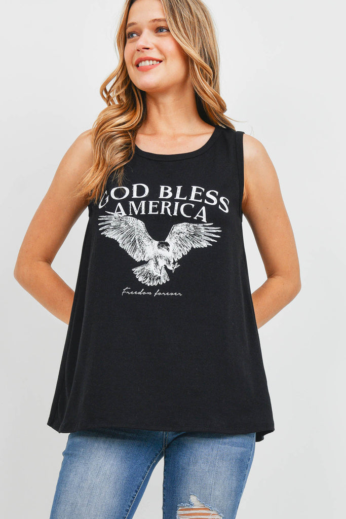 Round Neck Printed Tank Top