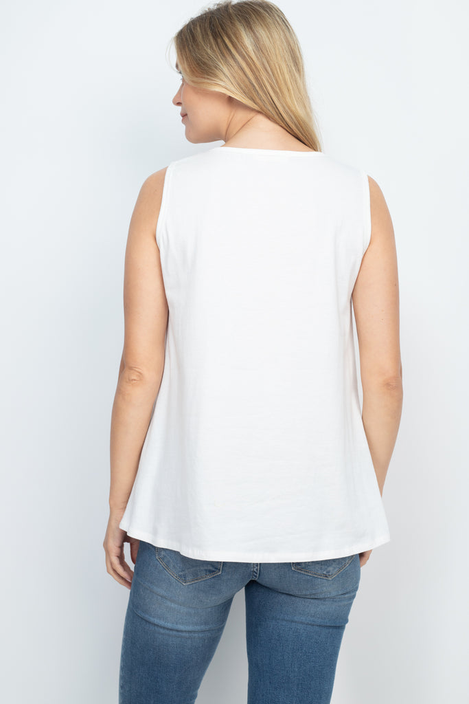 Round Neck Printed Tank Top